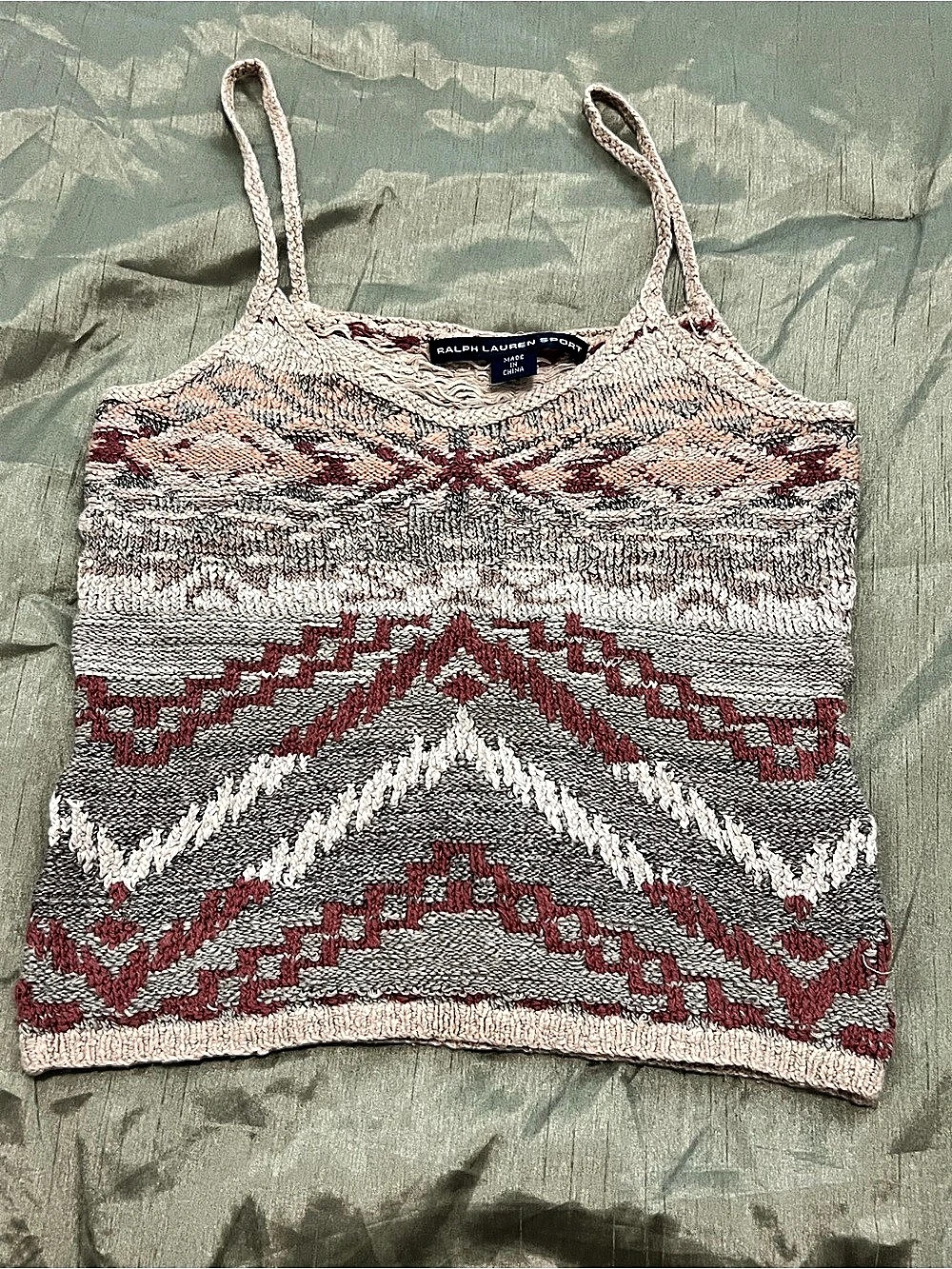 Ralph Lauren Sport Geometric Knit Camisole Pink & Gray Size Small